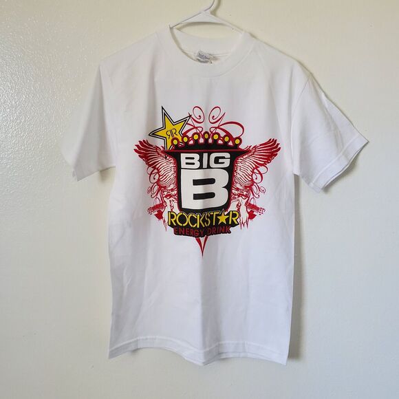 Big B Rapper Rockstar Energy Drink Mens S T-Shirt White Short Sleeve Crew New - Picture 2 of 9